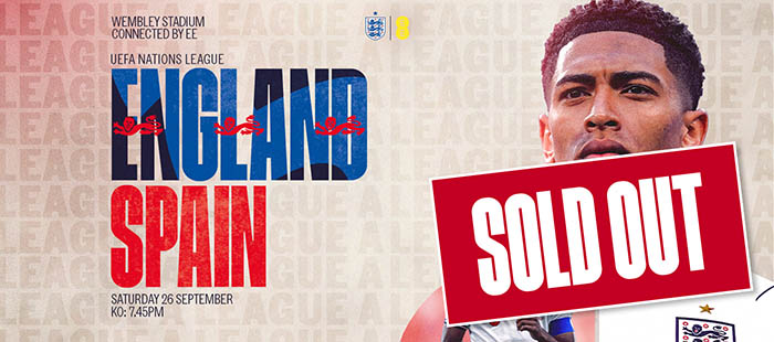 England versus Spain promotional image. This game is sold out.