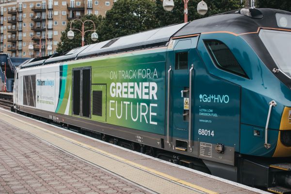 Picture of Class 68 locomotive 68014 with HVO livery