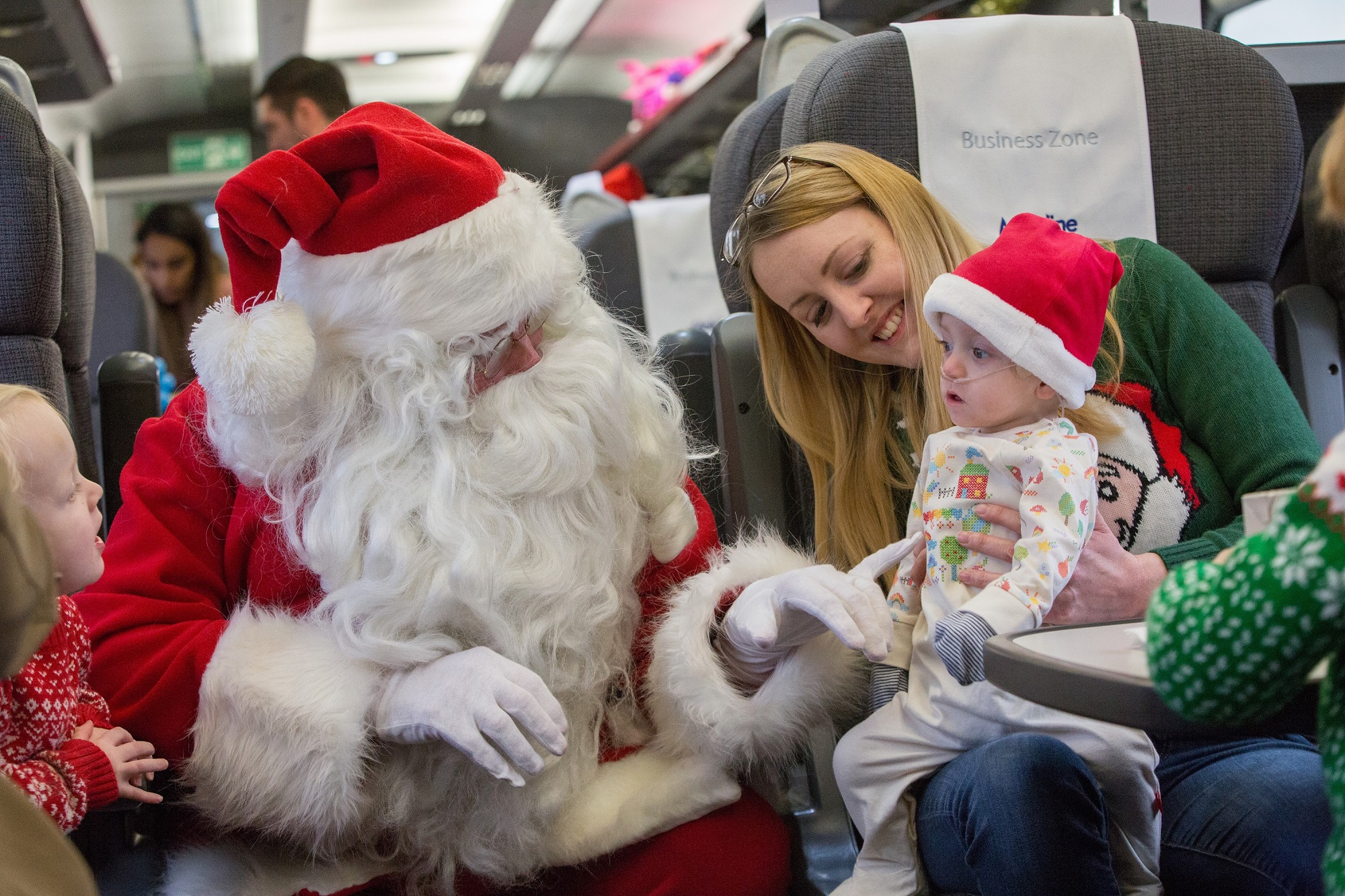 Santa talking to children on the Santa Train