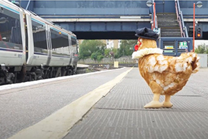 A link to the Youtube video A chicken's journey to Stratford-upon-Avon