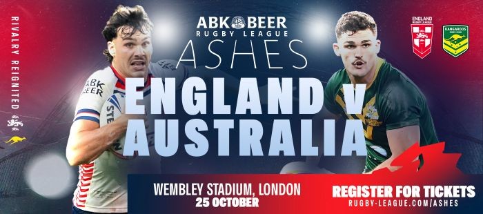 Image to promote England versus Australia Rugby League game at Wembley Stadium on 25 October 2025.