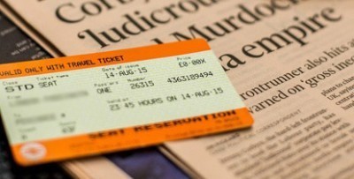 Chiltern Railways ticket laying on a newspaper